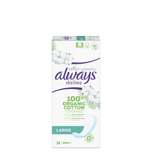 Always Cotton Protection Daillies - Inlegkruisjes - Large - 100% Organic Cotton Topsheet - 32 Stuks