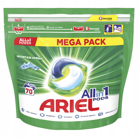 Ariel - Wasmiddel - Pods - All in 1 Pods - Mountain Spring - 70Wb/1764g