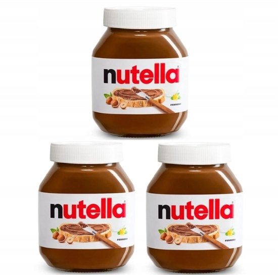 Nutella hazelnootpasta - romige textuur voor brood en pannenkoeken - 3 x 1kg