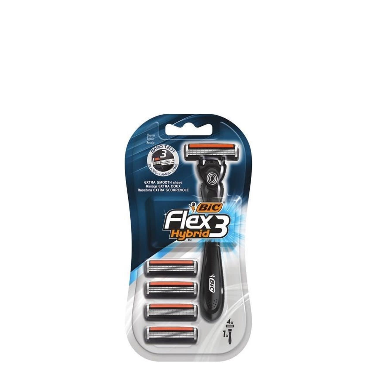 Bic Flex 3 Hybrid - Scheermesjes - 3 Messen - 4 Reservekoppen - 1 Stuk