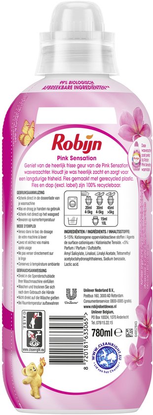 Robijn - Wasverzachter - Pink Sensation - 4 flessen - 156 wasbeurten - Voordeelverpakking