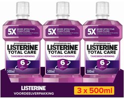 Listerine Mondwater Total Care Tandbescherming - mondspoeling - complete bescherming voor sterke tanden - 3 x 500 ml