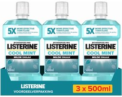 Listerine Mondwater Cool Mint Milde Smaak - mondspoeling - zonder alcohol - langdurig frisse adem - 3 x 500 ml