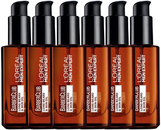 L'Oréal Paris Men Expert BarberClub Baardolie - Voor Lange Baard en Huid - 6 x 30 ml - Multiverpakking