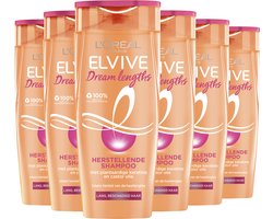 L'Oréal Paris Elvive Dream Lengths - Shampoo met Castorolie en Niacinamide voor Lang en Beschadigd Haar - 6x 250ml