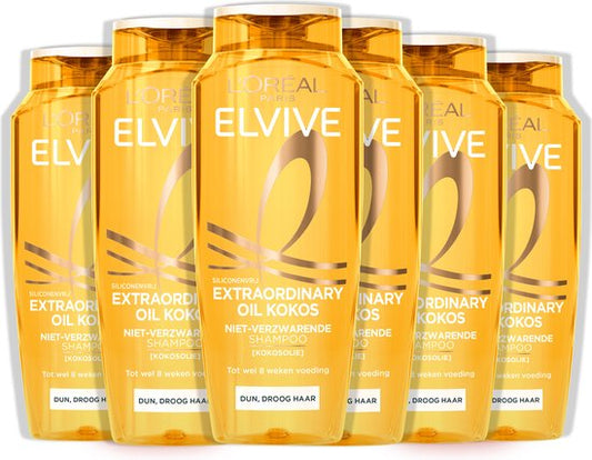 L'Oréal Paris Elvive Extraordinary Oil Kokos Shampoo - Voor dun, droog haar - Met Kokosolie - 6x 250ML