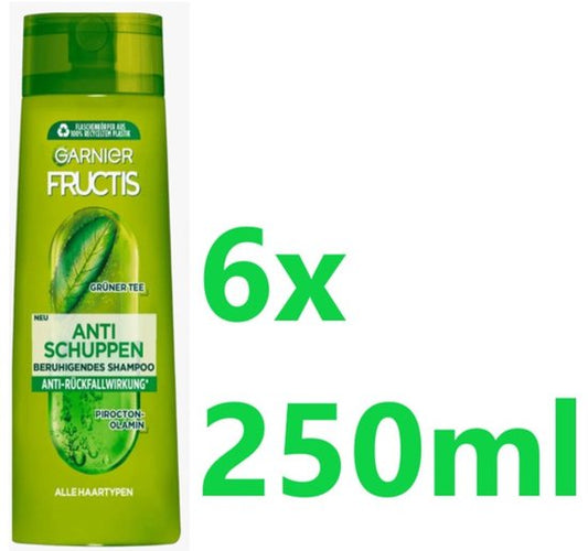 Garnier Fructis - Anti Roos Shampoo - Green Tea - Voordeelverpakking - 6 x 250ML