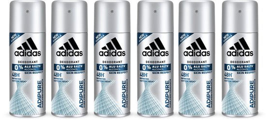 Adidas Adipure - 6 x 150 ml - Deodorant - Voordeelverpakking
