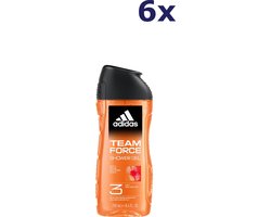 Adidas Team Force Douchegel - 6 x 250 ml - Voordeelverpakking