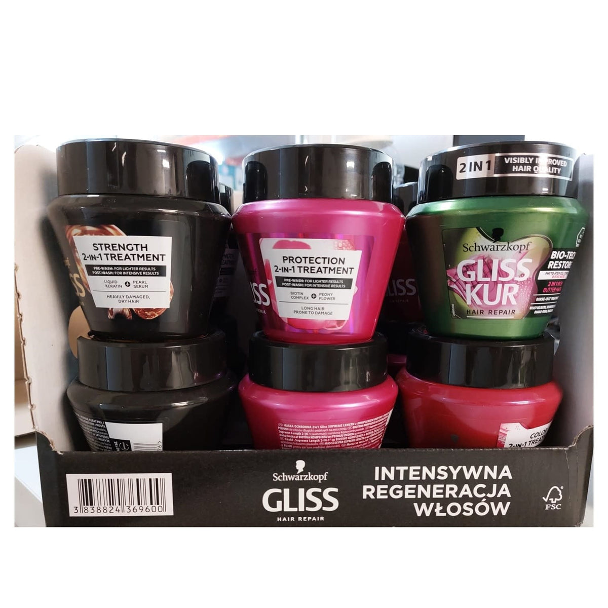 Gliss Kur - Display - Haarmasker - 4 Assortimenten - 12 Stuks