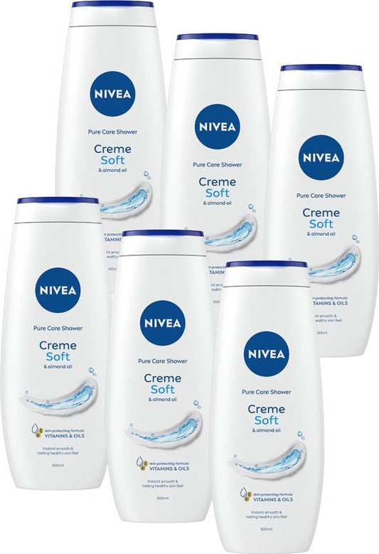 NIVEA Crème Soft Douchecrème - Body Wash - Hydraterend met Amandelolie - Voordeelverpakking - 6 x 500 ml