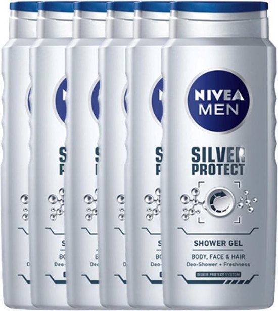 Nivea Men Silver Protect - 6 x 500 ml - Douchegel - Voordeelverpakking