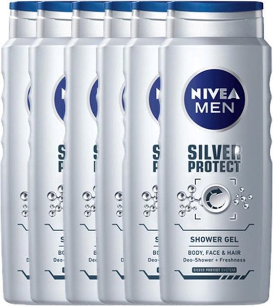 Nivea Men Silver Protect - 6 x 500 ml - Douchegel - Voordeelverpakking