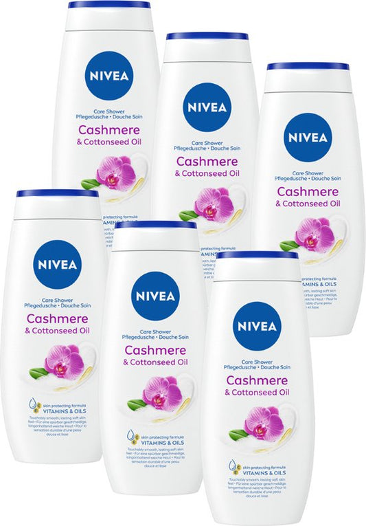 NIVEA Creme Soft Cashmere moments Douchecrème - Orchideegeur - vitamine C en vitamine E - Voordeelverpakking 6 x 250 ml