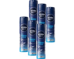 NIVEA MEN Fresh Active Deodorant Spray - Deo Beschermt 48 uur - Aluminiumvrij - Voordeelverpakking 6 x 150 ml