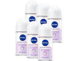 NIVEA Double Effect Anti-Transpirant Deo Roller - Deodorant - 72 uur Bescherming - Voordeelverpakking - 6 x 50 ml