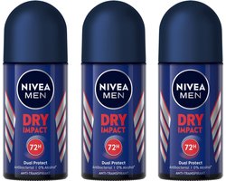 NIVEA MEN Dry Impact - 3 x 50 ml - voordeelverpakking - Deodorant Roller