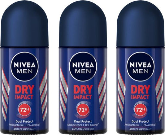 NIVEA MEN Dry Impact - 3 x 50 ml - voordeelverpakking - Deodorant Roller