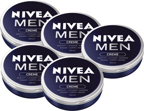 NIVEA MEN crème - Moisturizer - Alle huidtypen - Gezichtscreme Mannen - Vitamine E - Hydrateert en verzorgt - 5 x 150 ml
