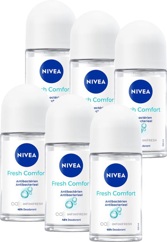 NIVEA Fresh Comfort Deo Roller - Aluminumvrije Deodorant - 48u Geurbescherming - Voordeelverpakking - 6 x 50ml