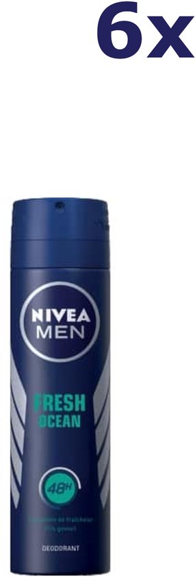 NIVEA Men Deodorant Spray Ocean Fresh - 6 x 150 ml - Voordeelverpakking
