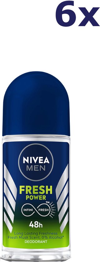 6x Nivea Deo Roll-on Men - Fresh Power 50 ml