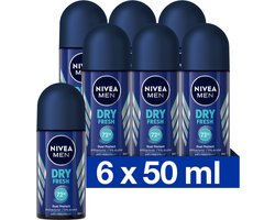 NIVEA MEN Dry Fresh - 6 x 50ml - Voordeelverpakking - Deodorant Roller
