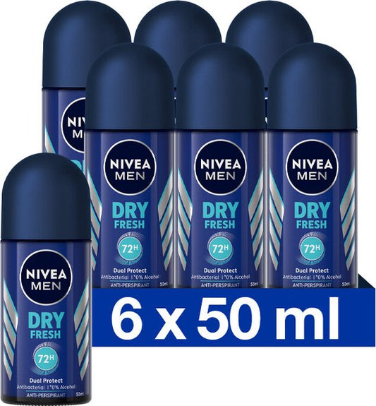 NIVEA MEN Dry Fresh - 6 x 50ml - Voordeelverpakking - Deodorant Roller