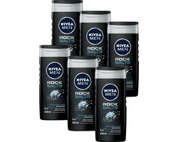 NIVEA MEN Rock Salts Shower Gel - Douchegel - 3-in-1 formule - Voor dagelijks gebruik - Voordeelverpakking van 6 x 250 ml