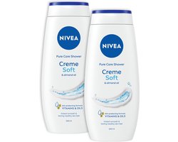 NIVEA Crème Soft Douchecrème - Body Wash - Hydraterend met Amandelolie - Voordeelverpakking - 2 x 250 ml