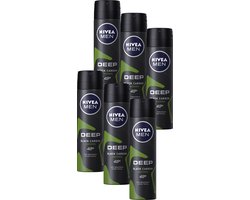 NIVEA MEN Deep Amazonia Deodorant Spray - 48 uur bescherming - Met black carbon - Antibacterieel - Amazonia-geur - 6 x 150ml - Voordeelverpakking