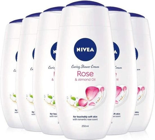 NIVEA Care & Roses - 6 x 250 ml - Voordeelverpakking - Douchecrème