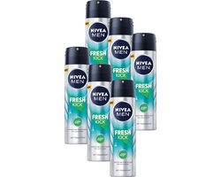 NIVEA MEN Fresh Kick Anti-Transpirant Spray - 48u bescherming - Met cactuswater - Alcoholvrij - 6 x 150 ml