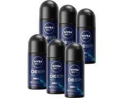NIVEA MEN Deep Black Carbon Beat Anti-Transpirant Deo Roller - Deodorant - Voordeelverpakking - 6 x 50ml