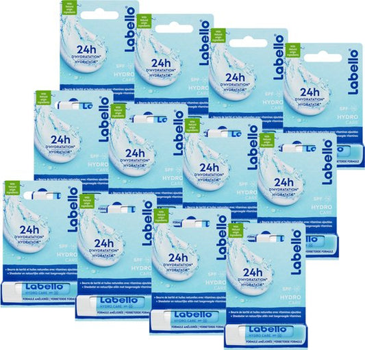 Labello hydro care blister - Hydraterend - SPF 15 - Sheaboter - Lippenbalsem - Voordeelverpakking - 12x