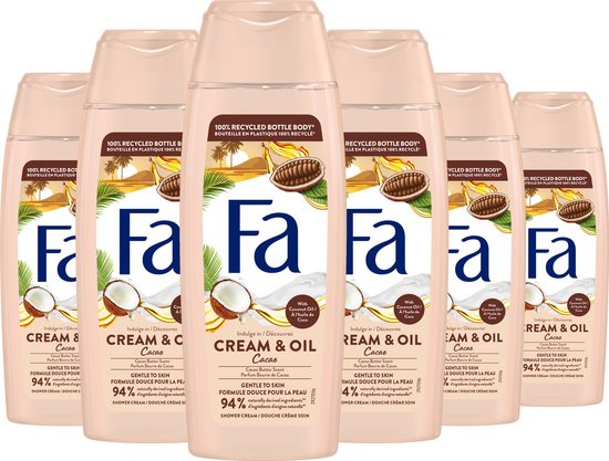 Fa Cream&Oil Cacaobutter & Coco Oil - Douchegel - Voordeelverpakking - 6 x 250 ml