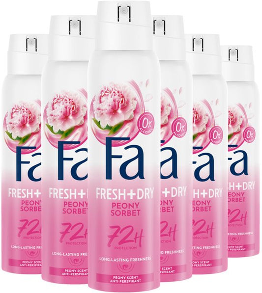 Fa Deodorant - Sweet Rose - Zoete Geur van Pioenrozen en Frambozen - Langdurige Bescherming - Huidvriendelijk - Voordeelverpakking - 6x 150ml
