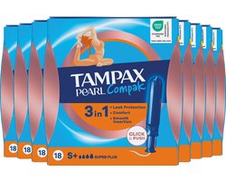 Tampax Pearl Compak Super PlusTampons - Tampons met Inbrenghuls - 8 x 18 stuks