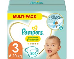 Pampers Premium Protection Luiers - Maat 3 (6-10 kg) - 204 stuks - Multi-Pack