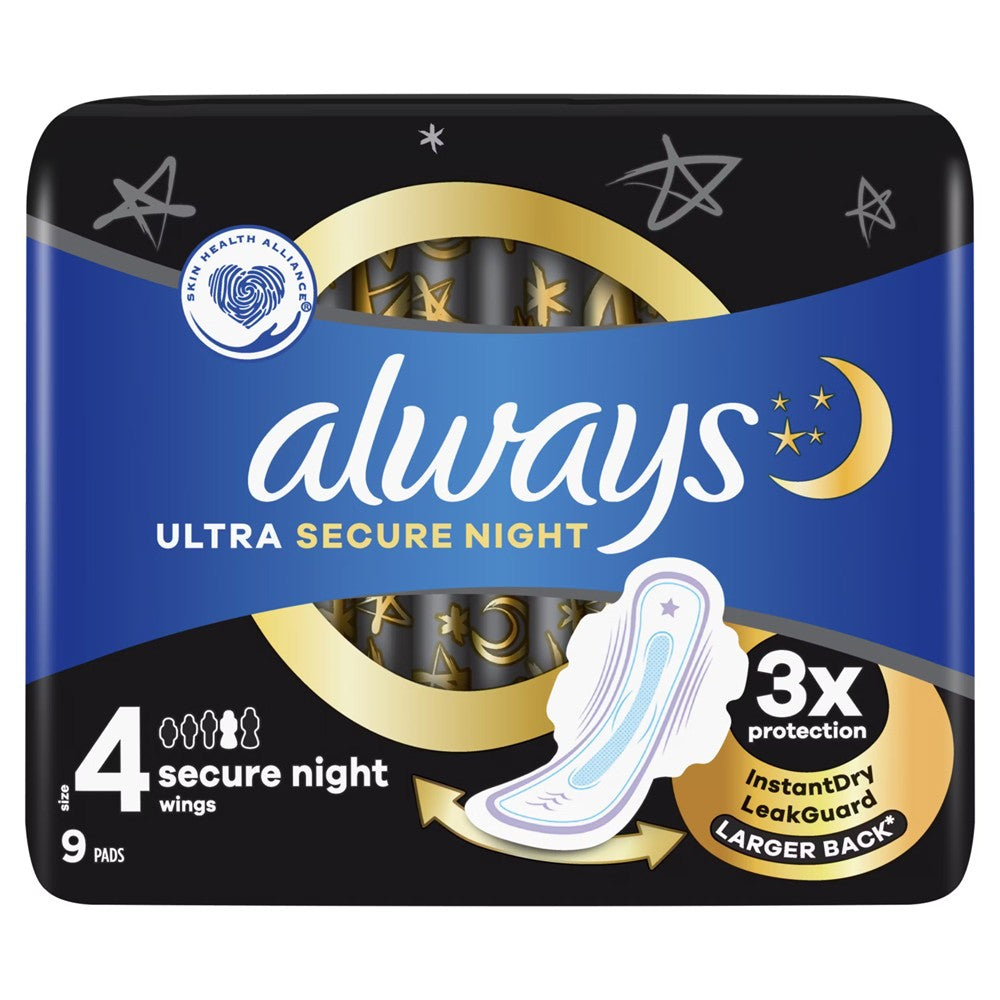 Always - Maandverband - 4 Secure Night With Wings - Ultra Secure Night - 9 Stuks