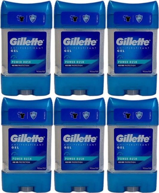 Gillette Power Rush Anti-transpirant Deodorant Clear Gel Stick 6x70ml voordeelverpakking