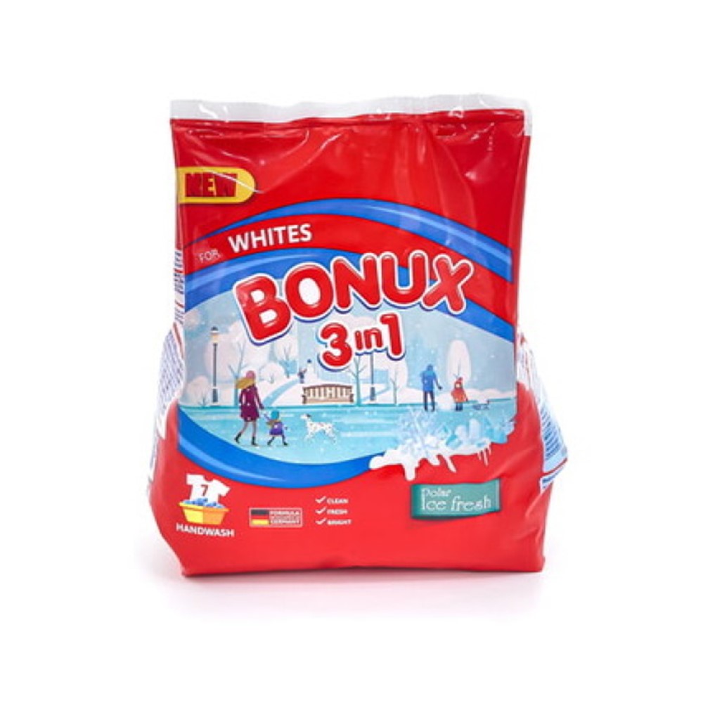Bonux 3 in 1 - Wasmiddel - Waspoeder - Polar Ice Fresh - For Whites - 7Wb/400g