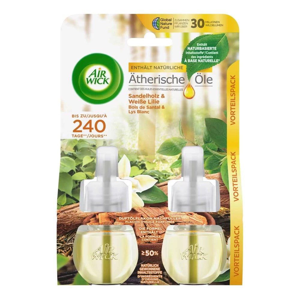 Air Wick Essential Oils - Elektrisch Luchtverfrisser - Navulling - Sandalwood & White Lily - 2x19ml