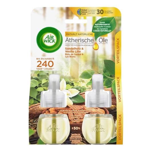 Air Wick Essential Oils - Elektrisch Luchtverfrisser - Navulling - Sandalwood & White Lily - 2x19ml