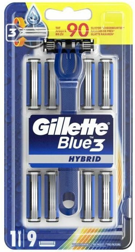 Handmatig scheermesje Gillette Blue3 Hybrid + 9 Stuks navulling mesjes