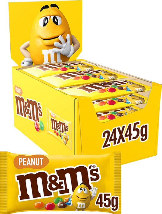 M&M'S Pinda - melk chocolade snoepjes - uitdeelzakjes 24x45g