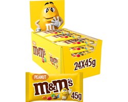 M&M'S Pinda - melk chocolade snoepjes - uitdeelzakjes 24x45g