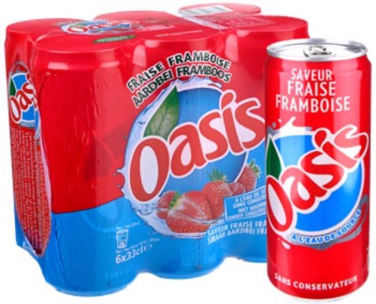 Oasis | Aardbei Framboos | Blik | 24 x 33 cl