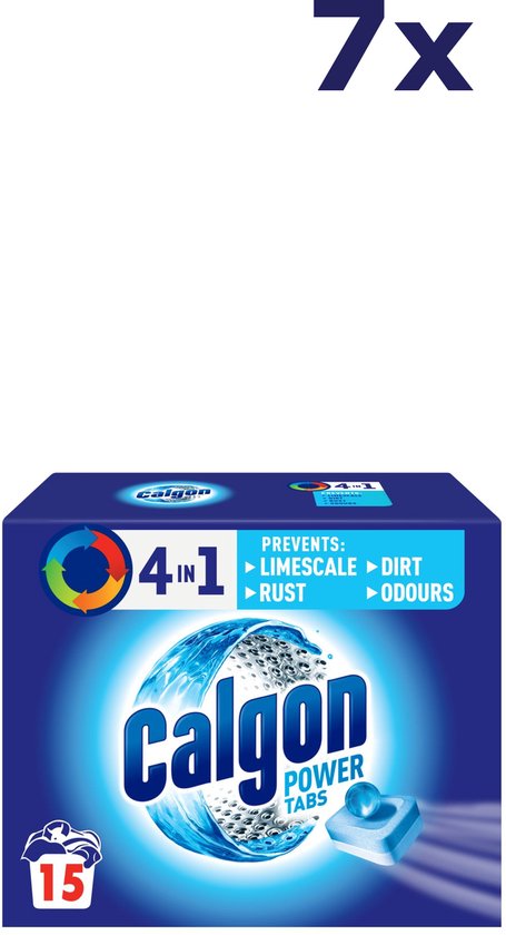 Calgon 3 in 1 Powerball Tabs - Wasmachine Reiniger - 7 x 15 Tabs