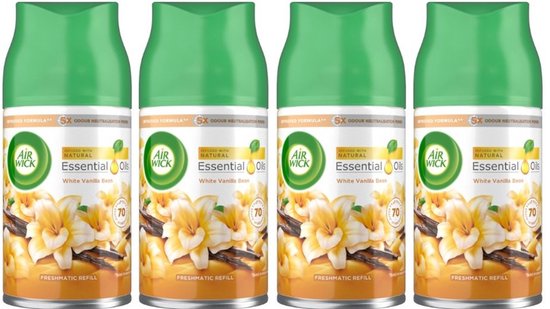 Air Wick - Luchtverfrisser - Navulling - White Vanilla Bean - 250ml x 4